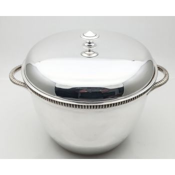 Vintage Heavy Gleaming Ice Bucket With Thermos Lining Silver Plated Sheffield (#100510) 1
