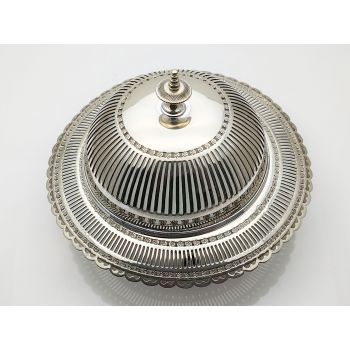 Unusual Large Victorian Butter Dish - Ex Silver Plated & Glass - Antique (#100545) 1