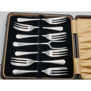 Cased Pastry / Cake Forks & Server - Epns Silver Plated Vintage Sheffield (#100556) 1