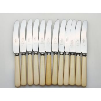 12x Faux Bone Handled Tea Knives Sheffield Stainless Steel Vintage Cutlery (#100562) 1