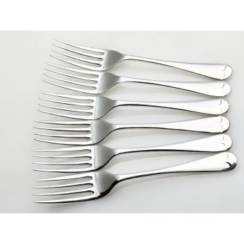 Old English Pattern 6x Side/dessert Forks - Silver Plated Epns - Vintage Viners (#100574) 1