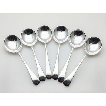 Old English Pattern 6x Soup Spoons - Silver Plated Epns - Vintage Viners (#100575) 1