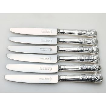 Kings Pattern - Set Of 6 Side Dessert Knives Silver Plated Handles Cooper Ludlam (#100578) 1