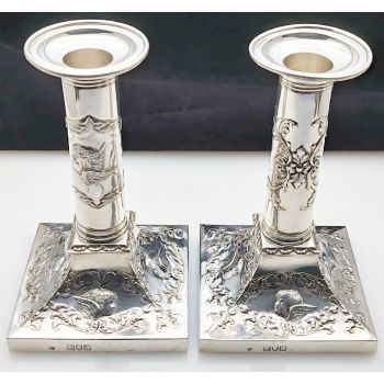 Stunning Sterling Silver Reynolds Angels Candlesticks - Comyns 1898 - Antique (#100616) 1