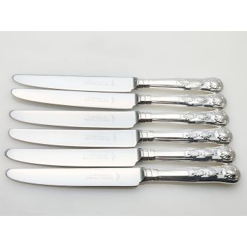 Kings Pattern - Set Of 6 Dinner Knives - Silver Plated Handles (#100626) 1
