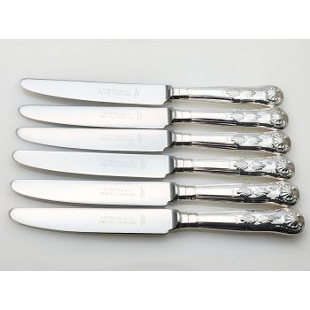 Kings Pattern - Set Of 6 Side/dessert Knives - Silver Plated Handles (#100627) 1