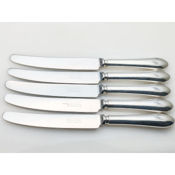 Rare 5x Old English Dinner Knives Silver Plated Handles United Cutlers Vintage (#100644) 1