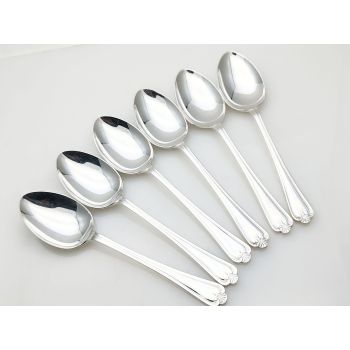 Jesmond Pattern - Set Of 6 Dessert Spoons - Silver Plated Epns A1 Sheffield (#100655) 1