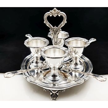 Elkington Early Electroplate 1845 Egg Cup Cruet Set Antique Silver Plated (#100666) 1