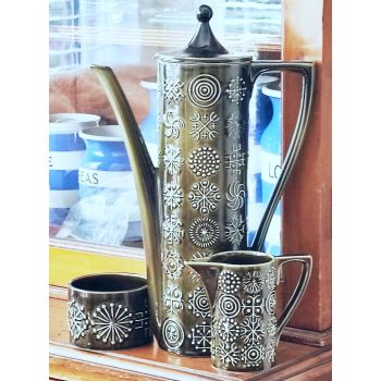 Portmeirion Olive Green Totem Coffee Pot Milk Jug Sugar Bowl Set (#100683) 1