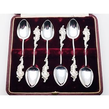 A.j. Bailey Lovely Set Of 6 Coffee Spoons - Silver Plated - Antique Epns (#100688) 1
