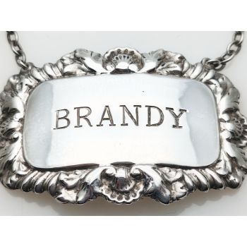 Sterling Silver Brandy Decanter Label Birmingham 1961 (#100690) 1