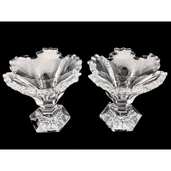 Pair Antique Thick Heavy Cut Glass Salts Probably Irish Georgian - Slight A/f (#100698) 1