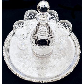 Gorgeous Larger 30.5cm Chased Silver Plated Drinks Tray (#100706) 1