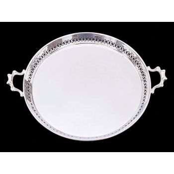 Silver Plated Galleried Drinks Tray - Barker Bros - Antique (#100707) 1
