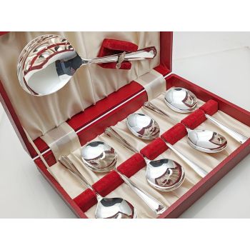 Cased Pudding Spoons & Server Set - Silver Plated Epns 1934 Design Sheffield (#100713) 1