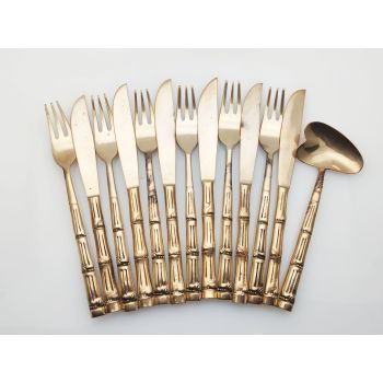 Bronze 12 Piece Dessert Cutlery Set + Cream Ladle - Vintage (#100716) 1