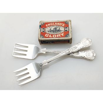 Kings Pattern - Pair Of Sardine Servers - Silver Plated Epns - Antique #1 (#100725) 1