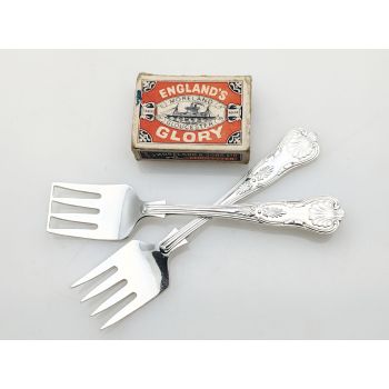 Kings Pattern - Pair Of Sardine Servers - Silver Plated Epns - Antique #2 (#100726) 1