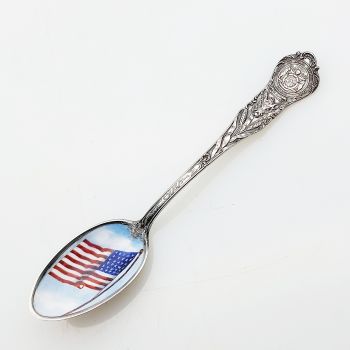 Antique 22g Sterling Silver Enamel Missouri Souvenir Spoon Gorham American Flag (#58050) 1