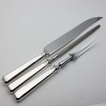 Grecian Pattern - 3 Piece Carving Set - Silver Plated Handles - K.bright Vintage (#59933) 1
