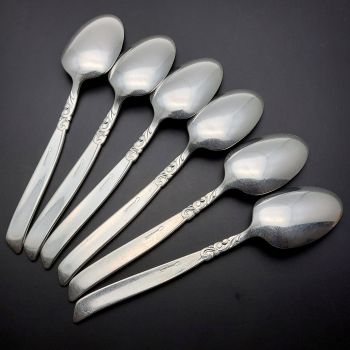 Community South Seas 6x Dessert Spoons - Silver Plated -- Vintage (#60495) 2