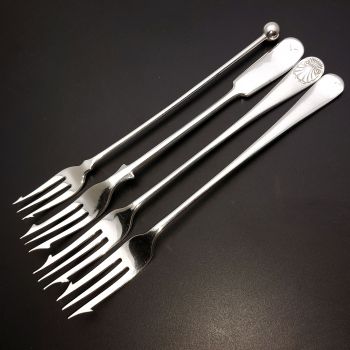 4x Pickle Forks - Silver Plated - Antique & Vintage (#60599) 1