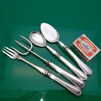 Windsor Pattern Pickle Meat Forks And Jam & Cream Spoons Silver Plated (#60835) 1