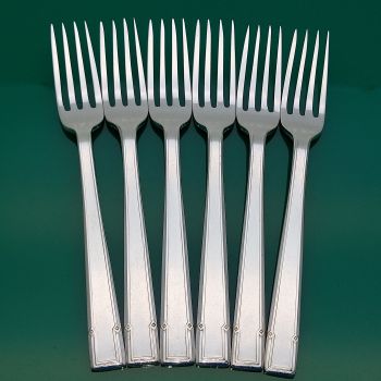 Walker & Hall Napier Set Of 6 Fruit / Pudding Forks Silver Plated Vintage (#60915) 1