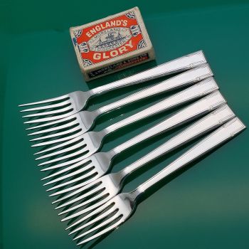 Walker & Hall Napier 6x Fruit / Pudding Forks Silver Plated Vintage (#60916) 1