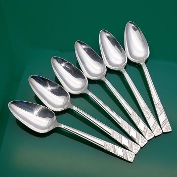 Viners Silver Rose Pattern Set Of 6 Grapefruit Spoons Silver Plated Vintage (#60922) 1