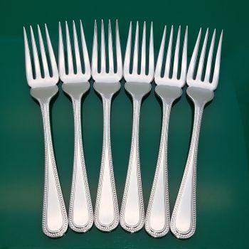 Bead Pattern Set Of 6x Fish Forks Silver Plated Epns A1 Sheffield Vintage (#61110) 1
