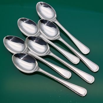 Bead Pattern Set Of 6 Coffee Spoons Silver Plated Epns A1 Sheffield Vintage (#61112) 1
