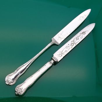 Louis Xvi Pattern - Short Length Cake Knifes Silver Plated Antique Epns (#61132) 1