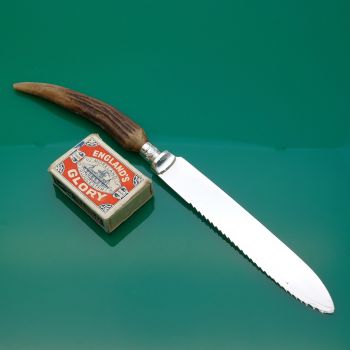 Stag Horn Antler Handled Cake Knife - Silver Pated Epns Antique (#61181) 1