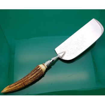 Stag Horn Antler Handled Crumb Tray C. 1900 Hb&h Sheffield Silver Plated Antique (#61219) 1