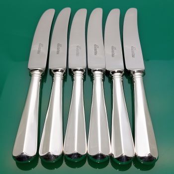 Hanoverian Pattern Set Of 6 Side / Dessert Knives Silver Plated Handles (#61267) 1