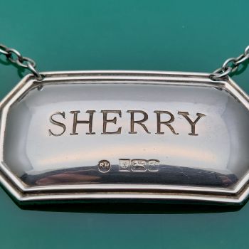Sterling Silver Sherry Decanter Label Ray Hall Birmingham 1984 Vintage (#61343) 1