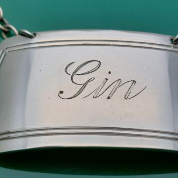 Sterling Silver Gin Decanter Label Hampton Utilities Birmingham 1967 Vintage (#61344) 1