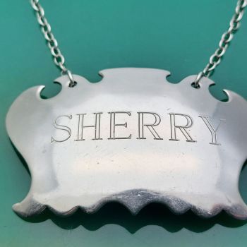 Britannia Standard Solid Silver Sherry Decanter Label London 1984 (#61366) 1