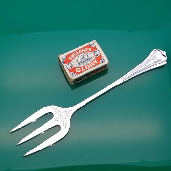 Initial 'h' Antique Bread Fork - Silver Plated Longer Handle 1901 Ornate (#61392) 1