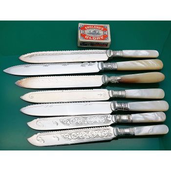 6x Mother Of Pearl Handled Cake Knives Silver Plated Epns (#61449) 1