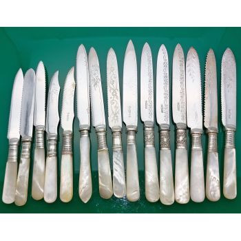 Bulk Lot 15x Mother Of Pearl Handled Small Cake Lemon Fruit Knives Silver Plated (#61450) 1