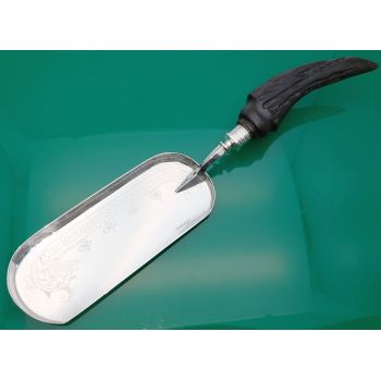 Stag Horn Antler Handled Table Crumb Scoop Tray Silver Plated W&h 1926 (#61477) 1