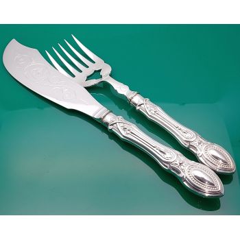 Gleaming Victorian Ornate Fish Servers Silver Plated Antique (#61481) 1