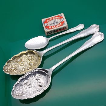 Louis Xvi Pattern Berry Bowl Serving Spoons & Jam Spoon Silver Plated (#61491) 1