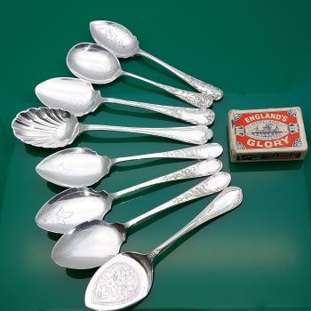 8x Antique Jam / Preserve Spoons - Silver Plated (#61517) 1