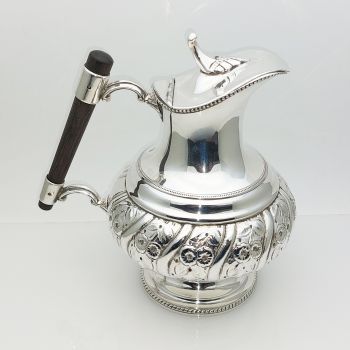 Nice Victorian Silver Plated Bellied Jug With Ebony Handle Antique (#61605) 1