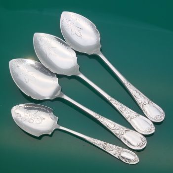 4x Jam Spoons La Regence Style Ornate Antique Silver Plated (#61631) 1