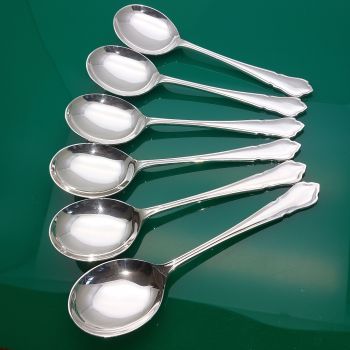 Dubarry Pattern - Set Of 6 Soup Spoons Cooper Bros Sheffield Vintage (#61649) 1
